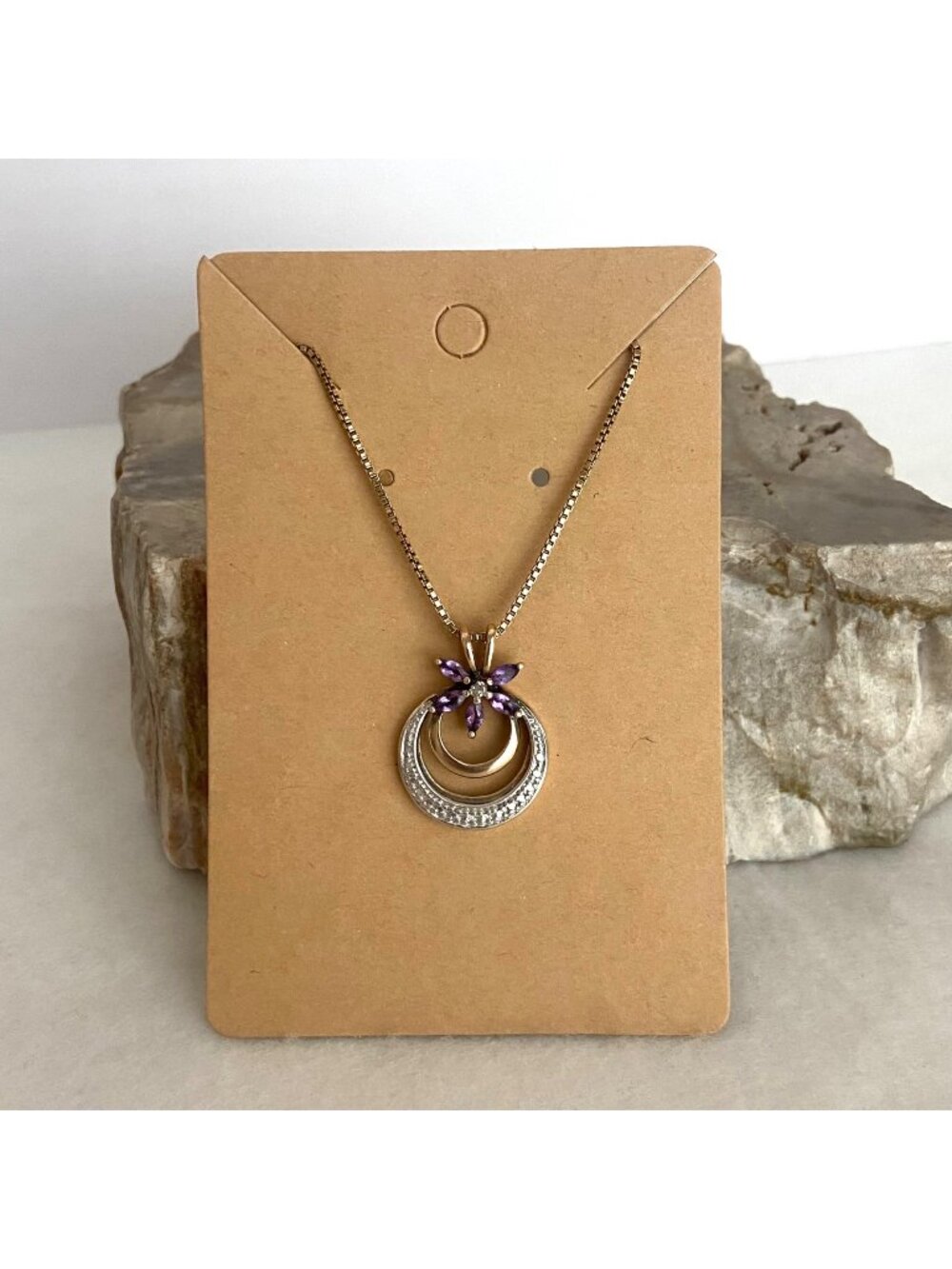 Ross-Simons Gold Vermeil Sterling Silver 925 Amethyst Floral Pendant Necklace